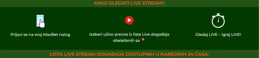 Live streaming utakmica na MaxBet