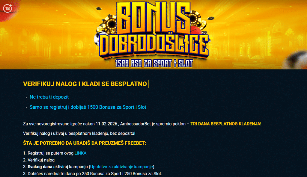 AmbassadorBet-kladionica bonus dobrodošlice