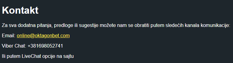oktagonbet korisnička podrška