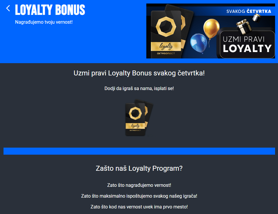 oktagonbet program lojalnosti
