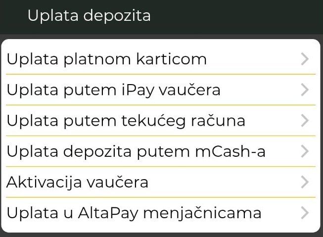 betole uplata depozita