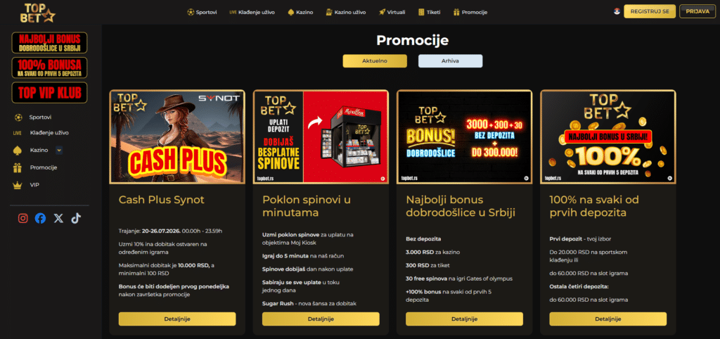 top bet bonusi promocije