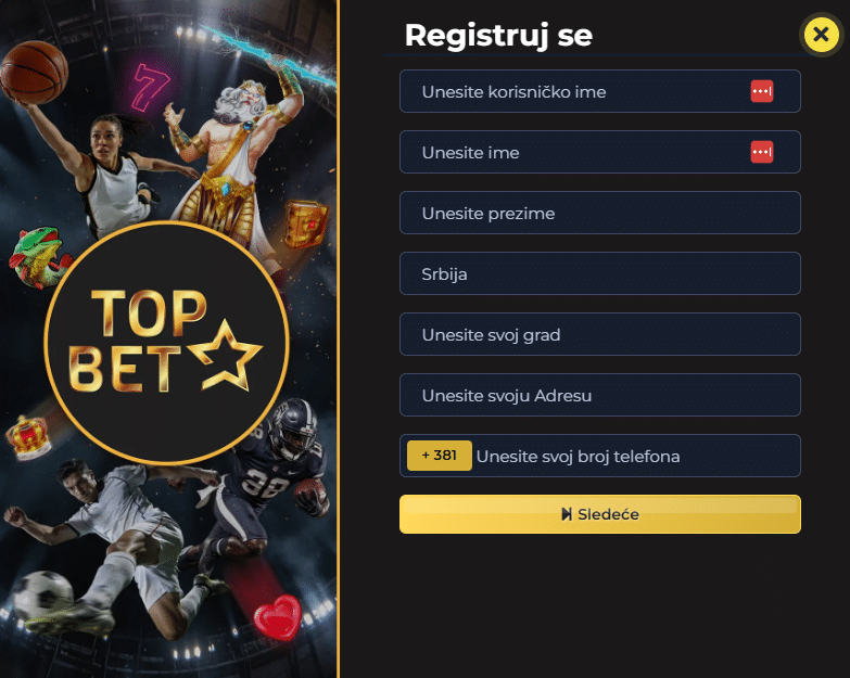 top bet registracija